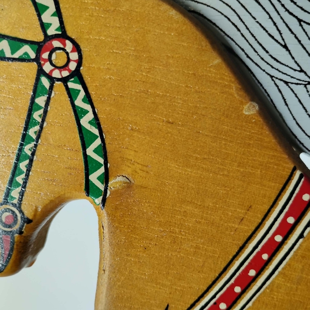 Vtg Christmas Hand Painted Wooden Rocking Horse Toy JAC Holiday Decor Folk Art - Picture 8 of 13